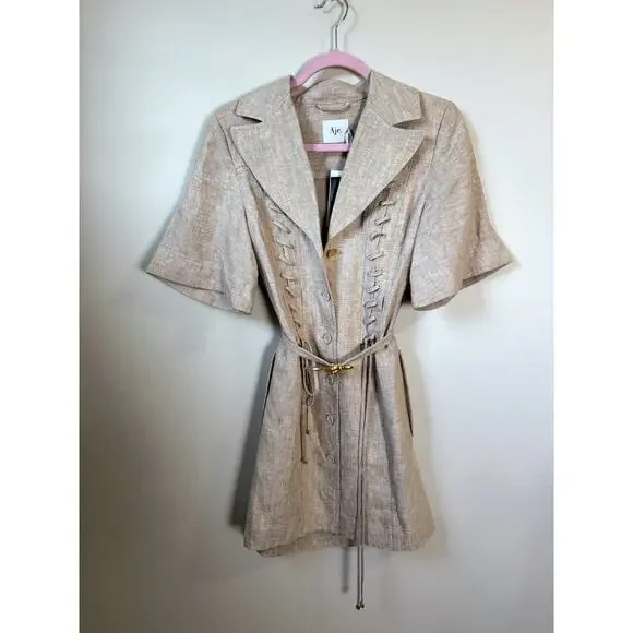 NEW NWT Aje. Morgan Mini Dress in Dune Beige US Size 2